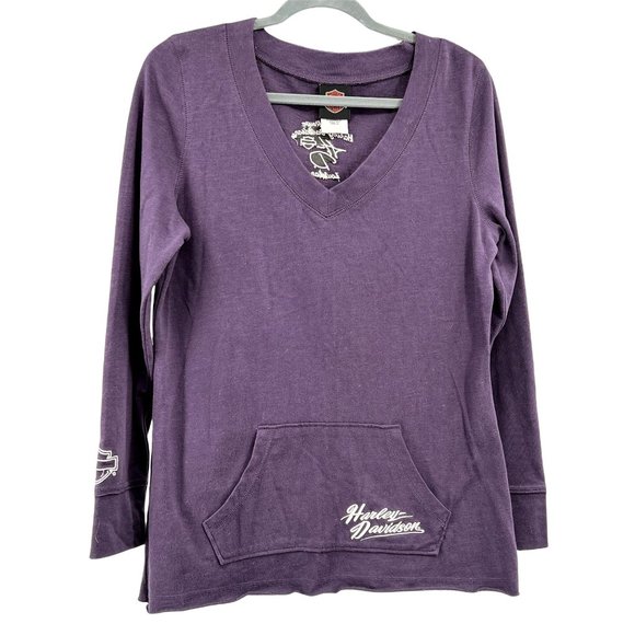 Harley Davidson Womens Hoodie w/Pocket V-Neck Soft Purple Baton Rouge, LA Sz Med - Picture 1 of 5